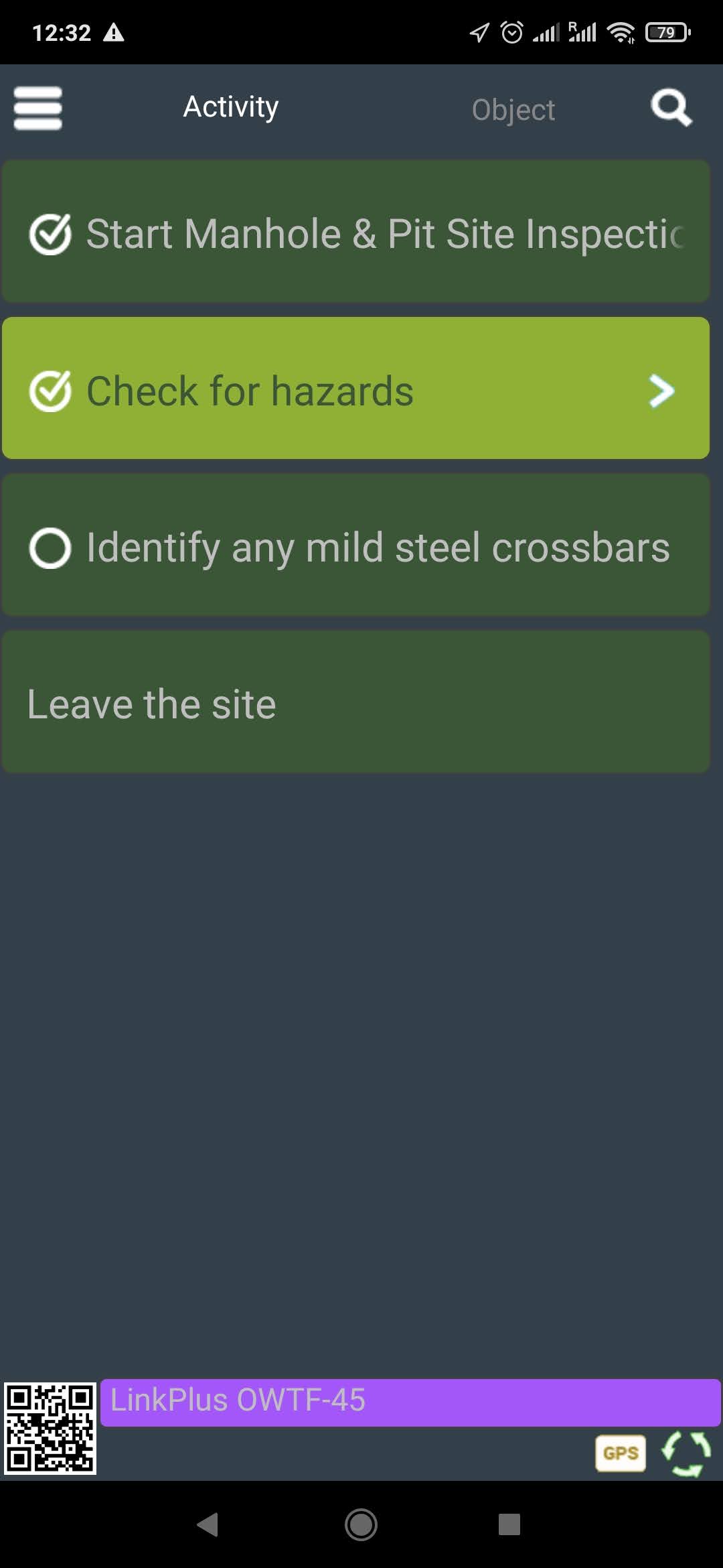 Safeobject inspection software showing hazards and inspection workflow for infrastructure assets